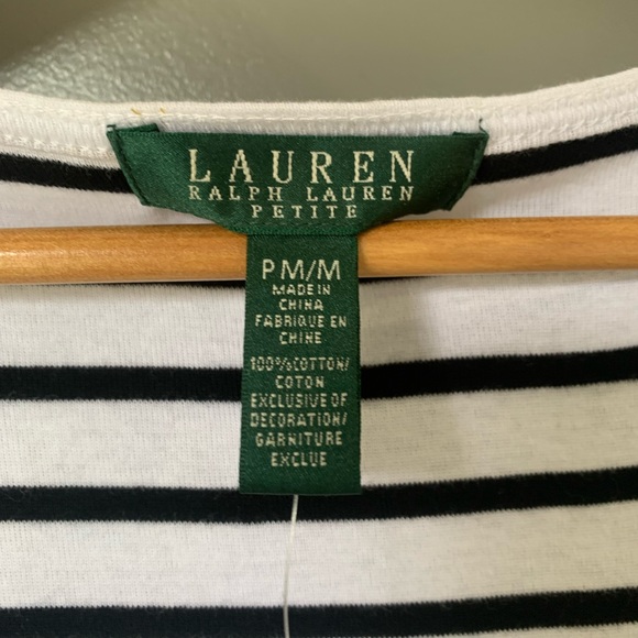 Ralph Lauren ✨ NWT Striped Gold Embroidered Crest Cotton Petite Tank Top - Picture 2 of 6